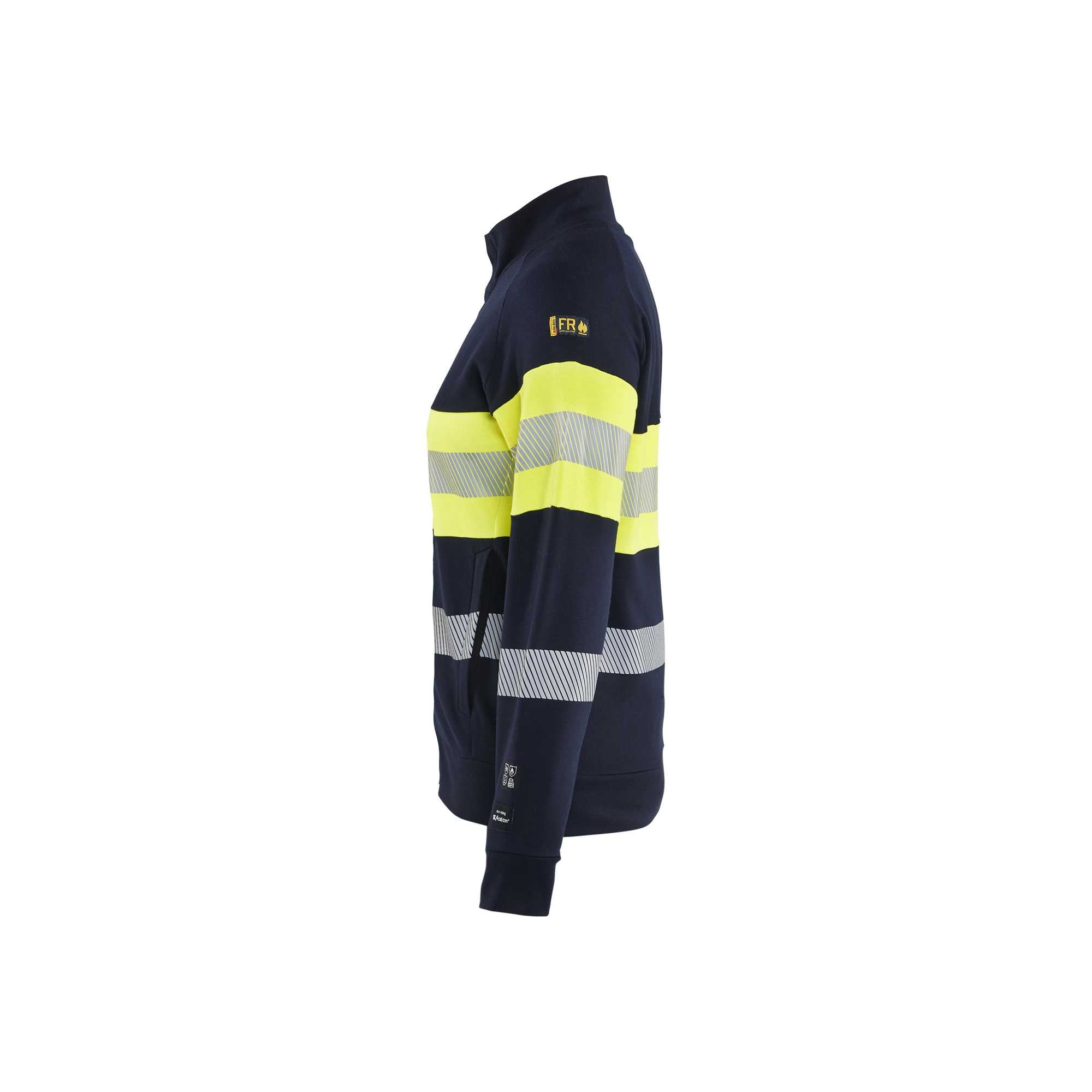 BLAKLADER 34721762 WOMEN'S MULTINORM HI VIS SWEATSHIRT ZIP Hi Vis Reflective Full-zip Work Sweatshirt WOMEN - Flame Retardant